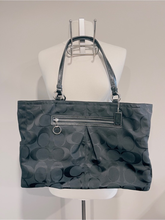 Coach Handbags - Coach Black Signature Jacquard Tote with Front Zip
